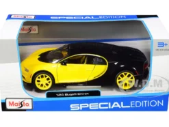 Bugatti Chiron Yellow Black 1/24 Diecast Model Car Maisto 31514