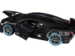 Bugatti Divo Carbon Fiber with Blue Accents "Carbon Series - Bburago 50th Anniversary" 1/18 Diecast Model Car by Bburago