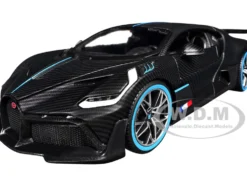 Bugatti Divo Carbon Fiber with Blue Accents "Carbon Series - Bburago 50th Anniversary" 1/18 Diecast Model Car by Bburago