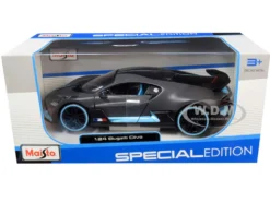 Bugatti Divo Satin Charcoal Gray Carbon Blue Accents Special Edition 1/24 Diecast Model Car Maisto 31526