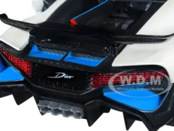 Bugatti Divo Satin White Metallic with Carbon and Blue Accents Special Edition 1/24 Diecast Model Car Maisto 31526w
