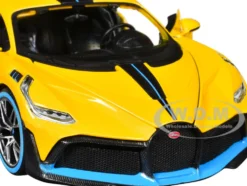 Bugatti Divo Yellow Metallic with Carbon and Blue Accents "Special Edition" 1/24 Diecast Model Car by Maisto