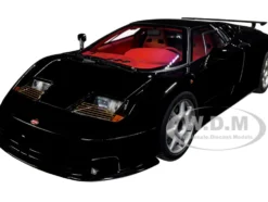 Bugatti EB110 SS Super Sport Nero Vernice Black Red Interior Silver Wheels 1/18 Model Car Autoart 70919