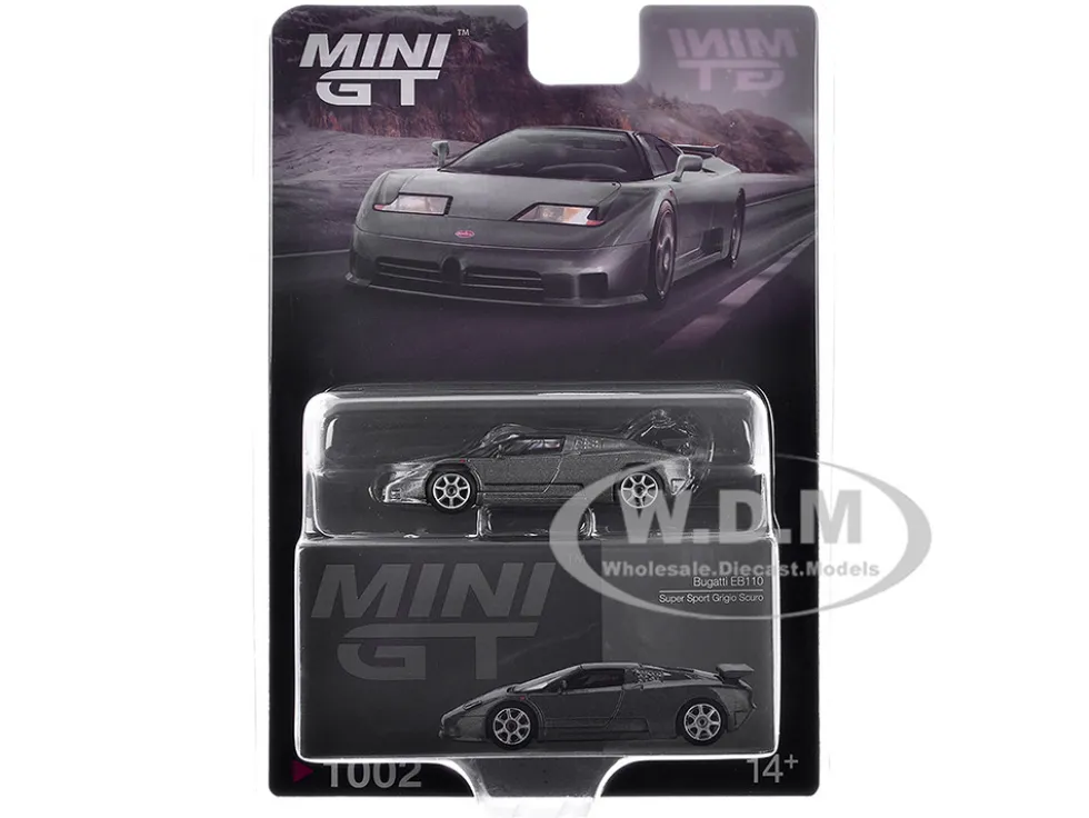 Bugatti EB110 Super Sport Grigio Scuro Dark Gray Metallic Limited Edition 1/64 Diecast Model Car by Mini GT