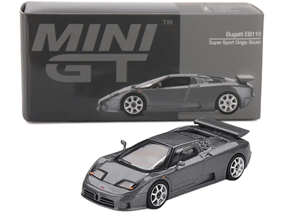 Bugatti EB110 Super Sport Grigio Scuro Dark Gray Metallic Limited Edition 1/64 Diecast Model Car by Mini GT