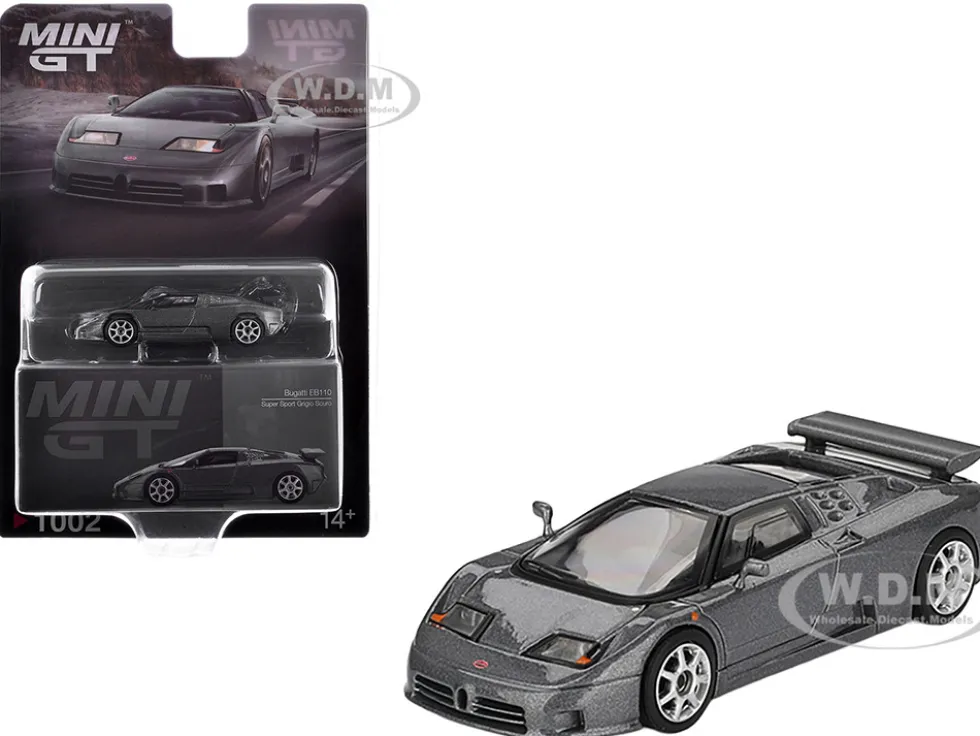 Bugatti EB110 Super Sport Grigio Scuro Dark Gray Metallic Limited Edition 1/64 Diecast Model Car by Mini GT