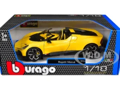 Bugatti Mistral Yellow with Carbon Accents 1/18 Diecast Model Car by Bburago