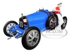 Bugatti T35 #30 Grand Prix Bright Blue Livery Female Racer Figurine Limited Edition 600 pieces Worldwide 1/18 Diecast Model Car CMC 100B018