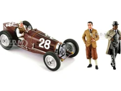 Bugatti T59 #28 Tazio Nuvolari Monaco GP 1934 Driver Mounted Etorre Bugatti Jean Bugatti Figures 1/18 Models Le Mans Miniatures FLM18000228M