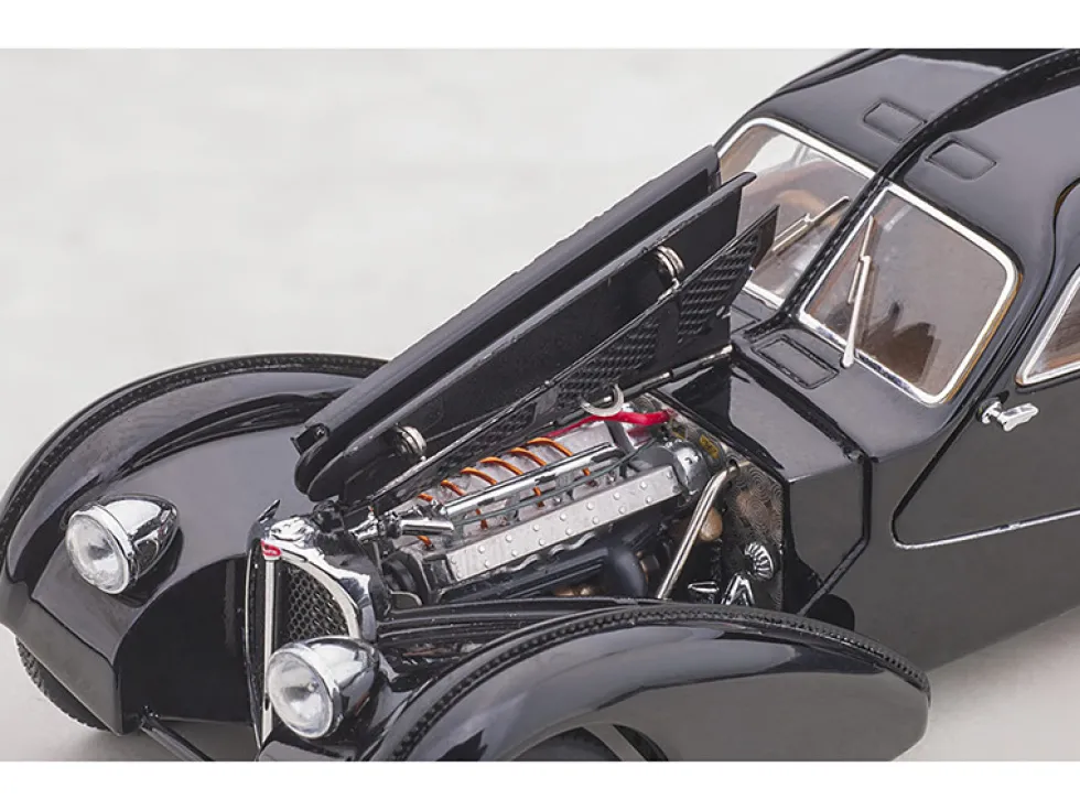 1938 Bugatti Type 57SC Atlantic Disc Wheels Black 1/43 Diecast Model Car Autoart 50946