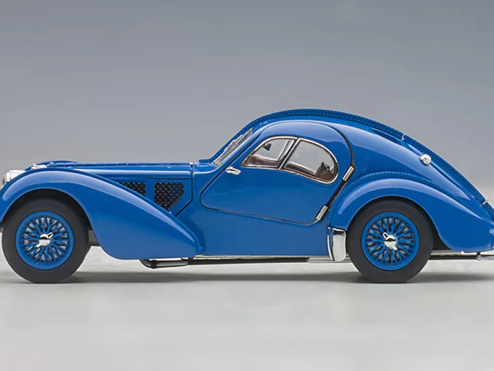1938 Bugatti Type 57SC Atlantic Metal Wire Spoke Wheels Blue 1/43 Diecast Model Car Autoart 50947