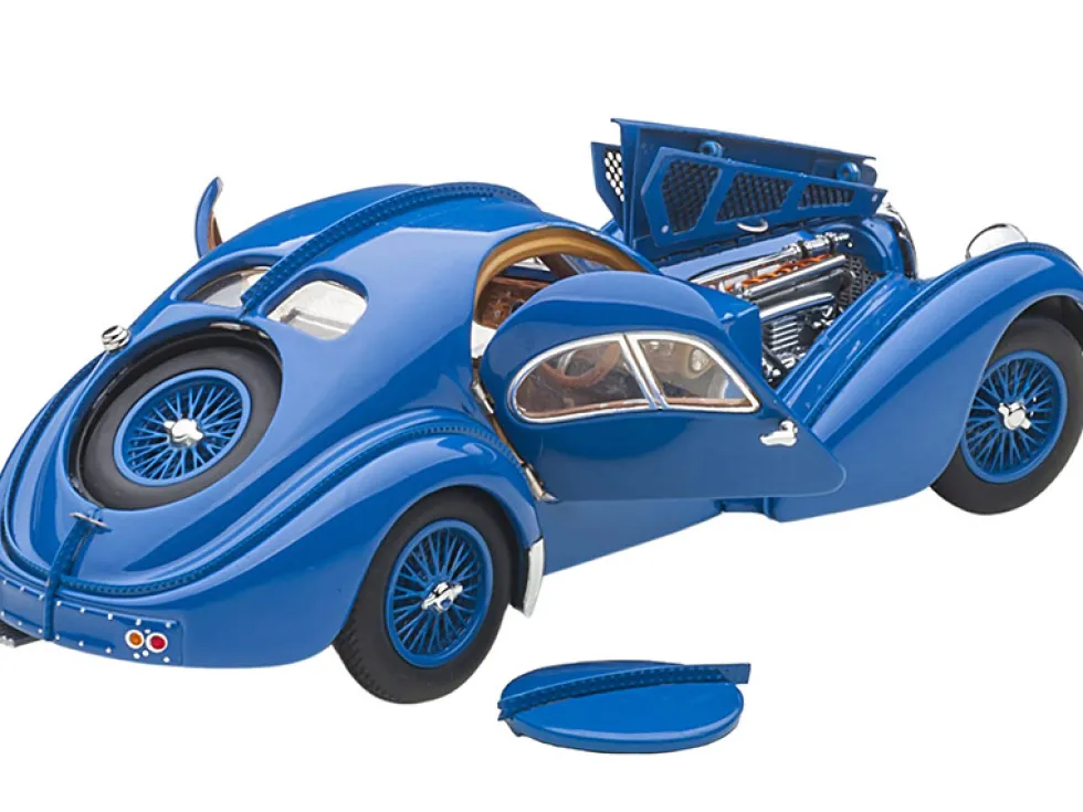 1938 Bugatti Type 57SC Atlantic Metal Wire Spoke Wheels Blue 1/43 Diecast Model Car Autoart 50947