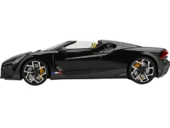 Bugatti W16 Mistral Black with Yellow Interior 1/18 Model Car by Top Speed