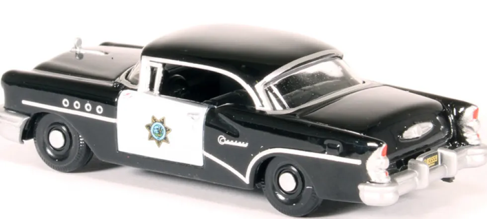 1955 Buick Century California Highway Patrol CHP Black 1/87 HO Scale Diecast Model Car Oxford Diecast 87BC55003