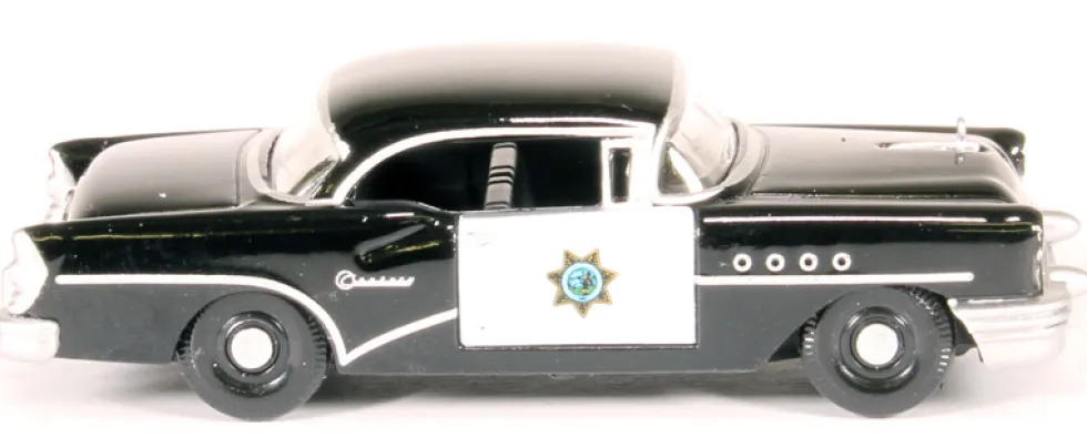 1955 Buick Century California Highway Patrol CHP Black 1/87 HO Scale Diecast Model Car Oxford Diecast 87BC55003