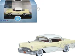 1955 Buick Century Condor Yellow and Dover White with Red Interior 1/87 (HO) Scale Diecast Model Car by Oxford Diecast
