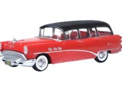 1954 Buick Century Estate Wagon Matador Red and Carlsbad Black with Red Interior 1/87 (HO) Scale Diecast Model Car by Oxford Diecast