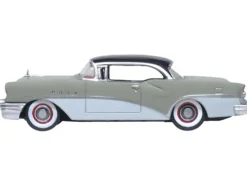 1955 Buick Century Windsor Gray and Dover White with Carlsbad Black Top 1/87 (HO) Scale Diecast Model Car Oxford Diecast 87BC55007