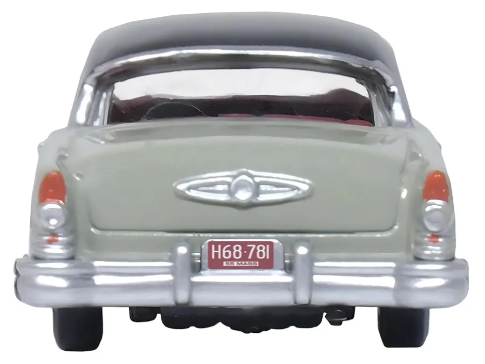 1955 Buick Century Windsor Gray and Dover White with Carlsbad Black Top 1/87 (HO) Scale Diecast Model Car Oxford Diecast 87BC55007