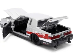 1987 Buick Grand National #7 "Buick Racing" Matt Silver Metallic with Red and Black Stripes "Bigtime Muscle" Series 1/24 Diecast Model by Jada