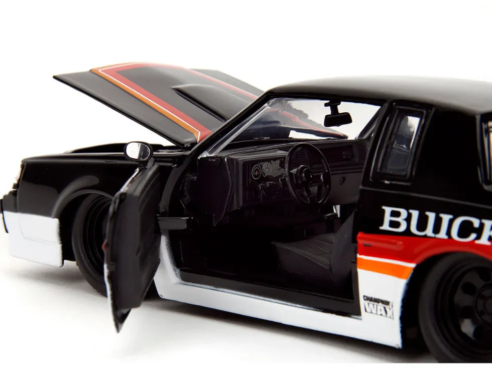 1987 Buick Grand National #7 "Buick Racing" Black and White with Stripes "Bigtime Muscle" Series 1/24 Diecast Model Car by Jada