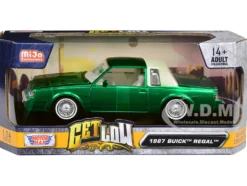 1987 Buick Regal Green Metallic with White Interior Get Low Series 1/24 Diecast Model Car Motormax 79023GRB