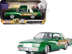 1987 Buick Regal 3.8 SFI Turbo Green Metallic Cream with Graphics Get Low Series 1/24 Diecast Model Car Motormax 79023