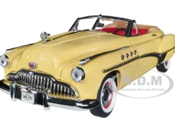 1949 Buick Roadmaster Convertible Charlie Babbitt's Yellow Red Interior Rain Man 1988 Movie 1/18 Diecast Model Car Greenlight 13616