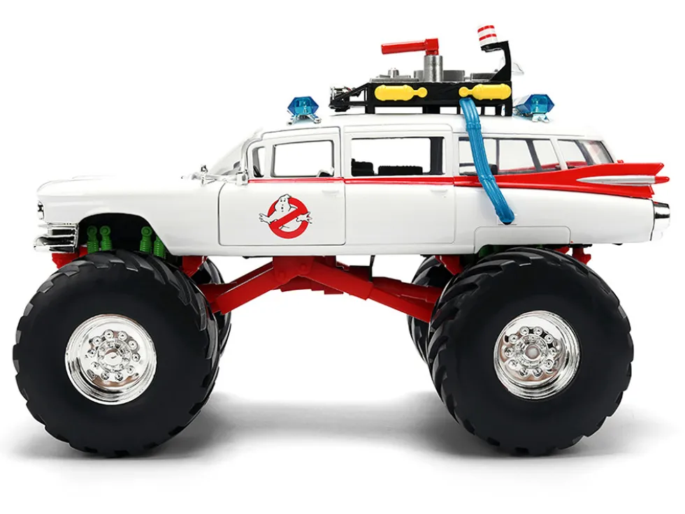 1959 Cadillac Ambulance Ecto-1 "Ghostbusters" (1984) Movie Monster Truck Version "Hollywood Rides" Series 1/24 Diecast Model Car by Jada