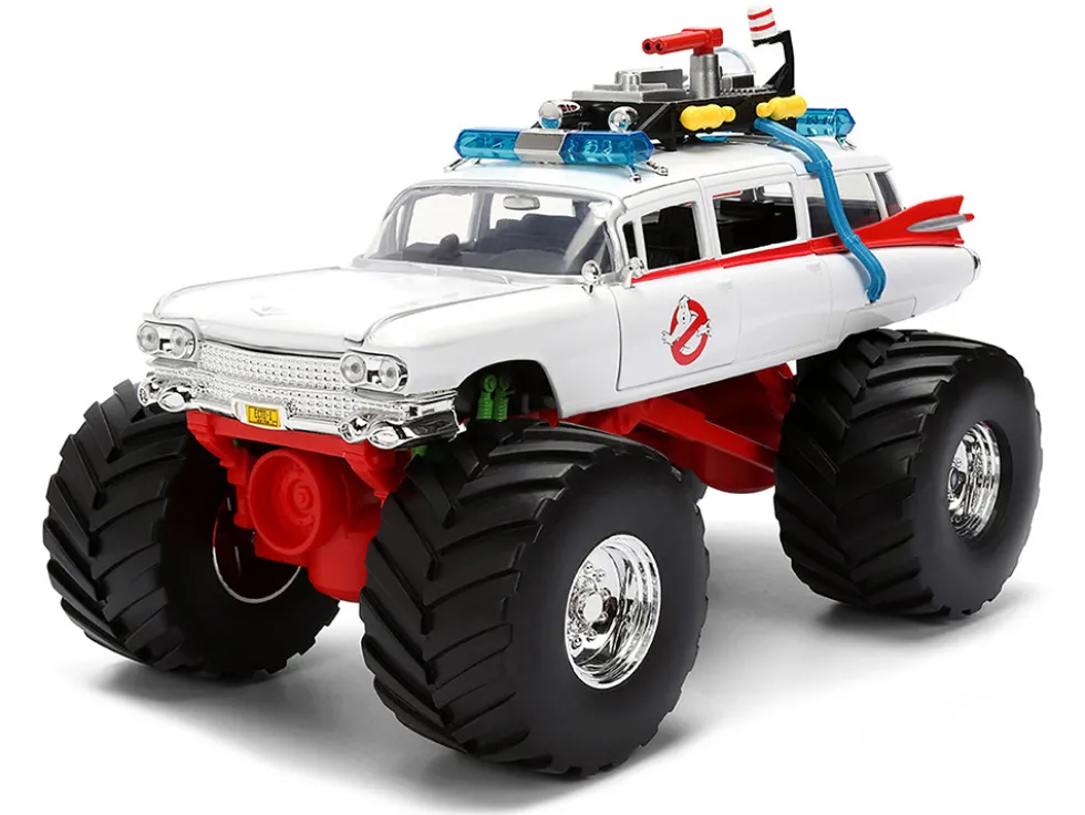 1959 Cadillac Ambulance Ecto-1 "Ghostbusters" (1984) Movie Monster Truck Version "Hollywood Rides" Series 1/24 Diecast Model Car by Jada