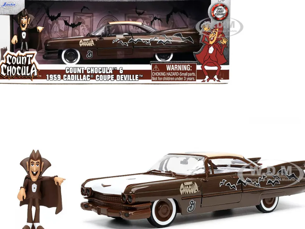 1959 Cadillac Coupe DeVille Brown White Graphics Count Chocula Diecast Figurine Hollywood Rides Series 1/24 Diecast Model Car Jada 32204