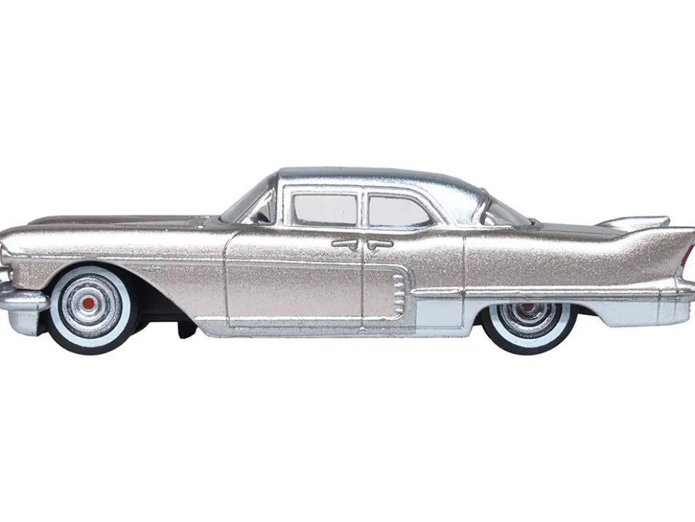 1957 Cadillac Eldorado Brougham Sandalwood Beige Metallic with Silver Top 1/87 (HO) Scale Diecast Model Car Oxford Diecast 87CE57004