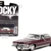 1973 Cadillac Sedan DeVille Burgundy White Top Rocky 1976 Movie Hollywood Series Release 35 1/64 Diecast Model Car Greenlight 44950 A