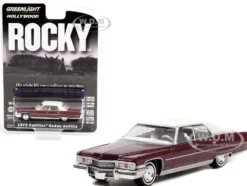 1973 Cadillac Sedan DeVille Burgundy White Top Rocky 1976 Movie Hollywood Series Release 35 1/64 Diecast Model Car Greenlight 44950 A