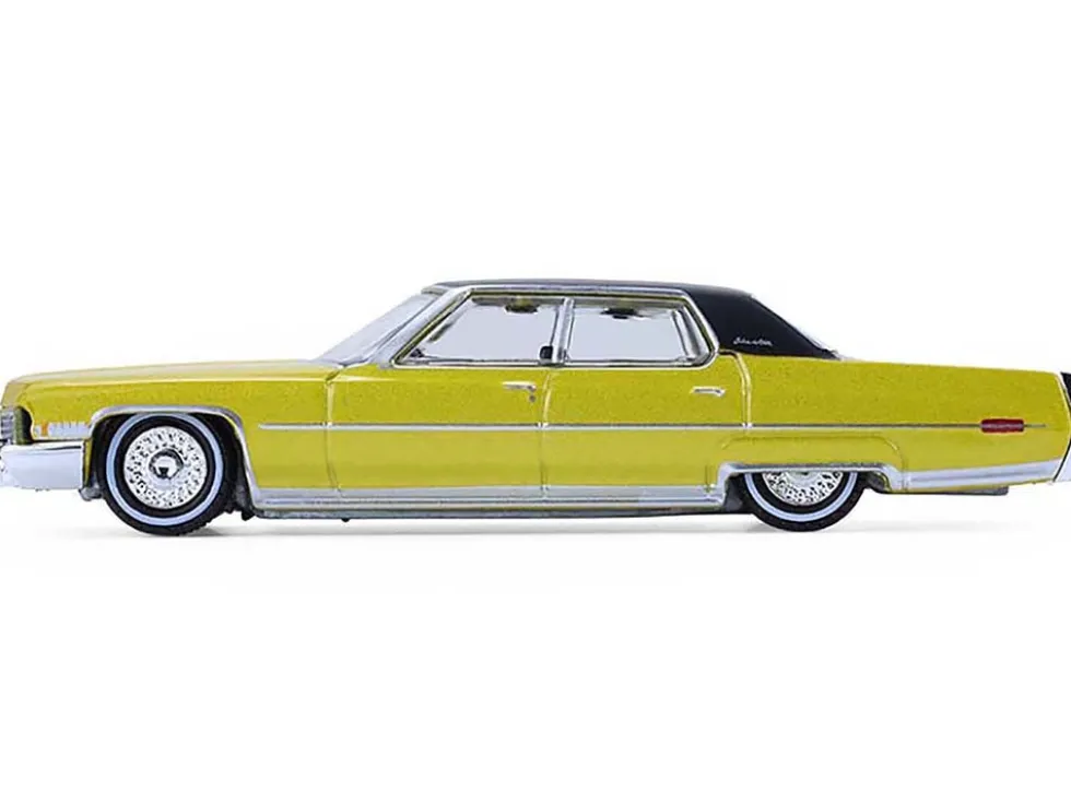1971 Cadillac Sedan Deville Lowrider Gold Metallic with Black Top "California Lowriders" Series 7 1/64 Diecast Model Car by Greenlight