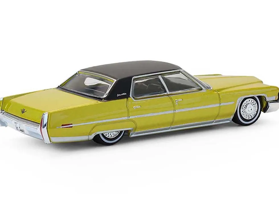 1971 Cadillac Sedan Deville Lowrider Gold Metallic with Black Top "California Lowriders" Series 7 1/64 Diecast Model Car by Greenlight