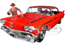 1958 Cadillac Series 62 Red Freddy Krueger Diecast Figure A Nightmare on Elm Street Movie 1/24 Diecast Model Car Jada 31102