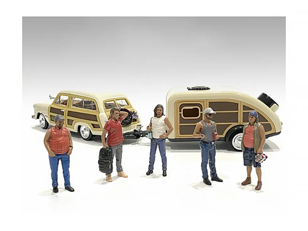 Campers 5 piece Figure Set 1/18 Scale Models American Diorama 76334-76335-76336-76337-76338