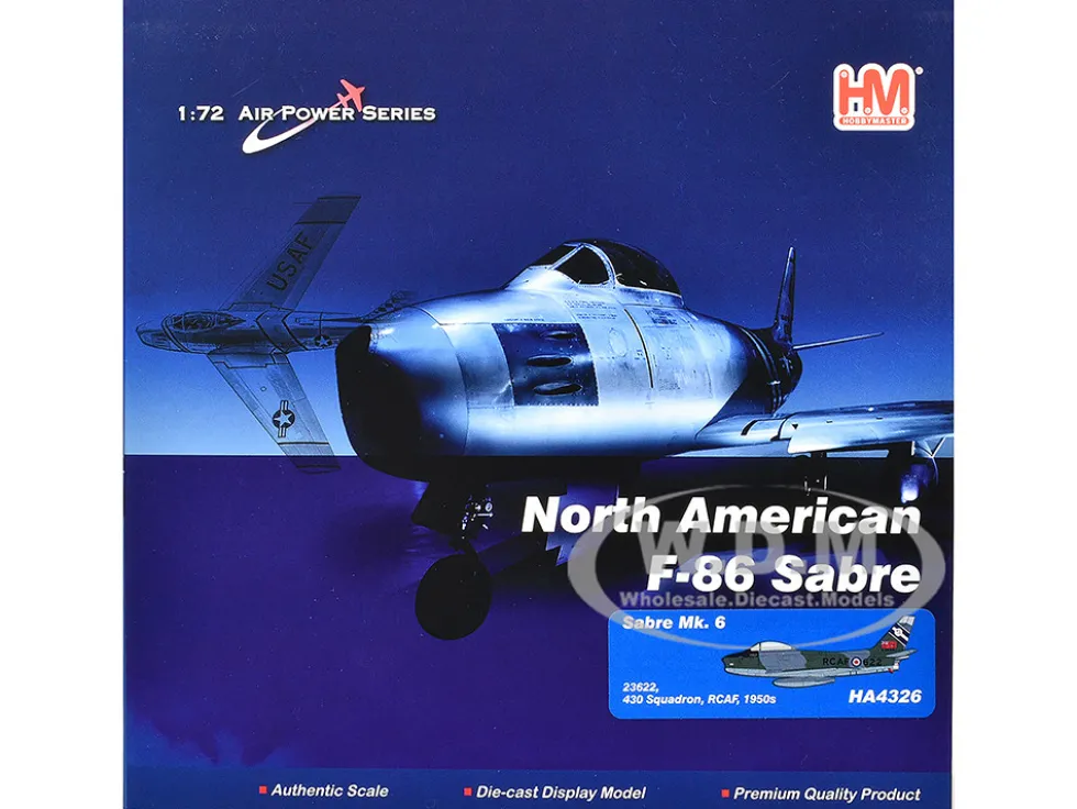 Canadair Sabre Mk.6 Fighter Aircraft "23622, 430 Squadron" (1950s) Royal Canadian Air Force "Air Power Series" 1/72 Diecast Model by Hobby Master