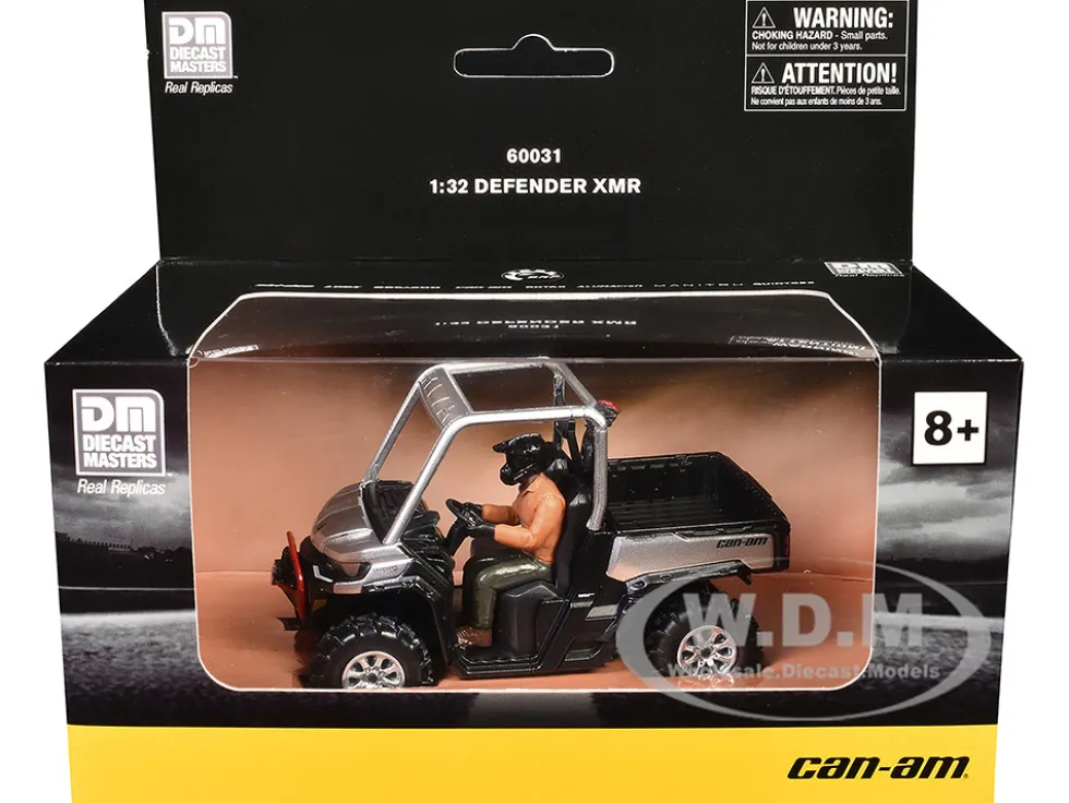 Can-Am Defender XMR Silver Metallic and Black with Driver Figure 1/32 Diecast Model by BRP Models
