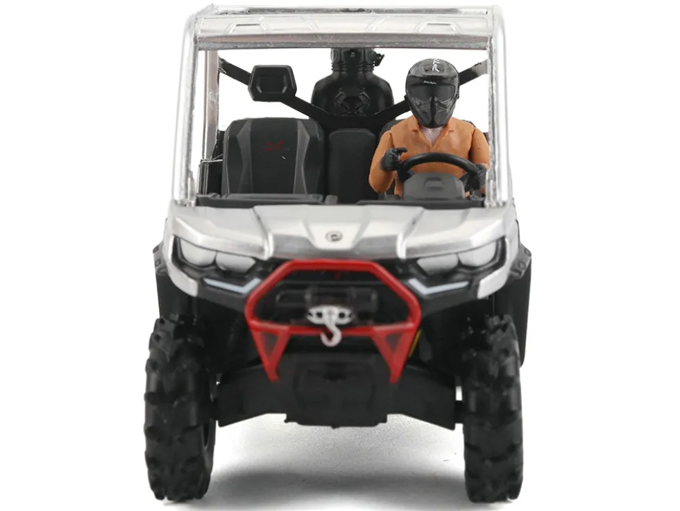 Can-Am Defender XMR Silver Metallic and Black with Driver Figure 1/32 Diecast Model by BRP Models