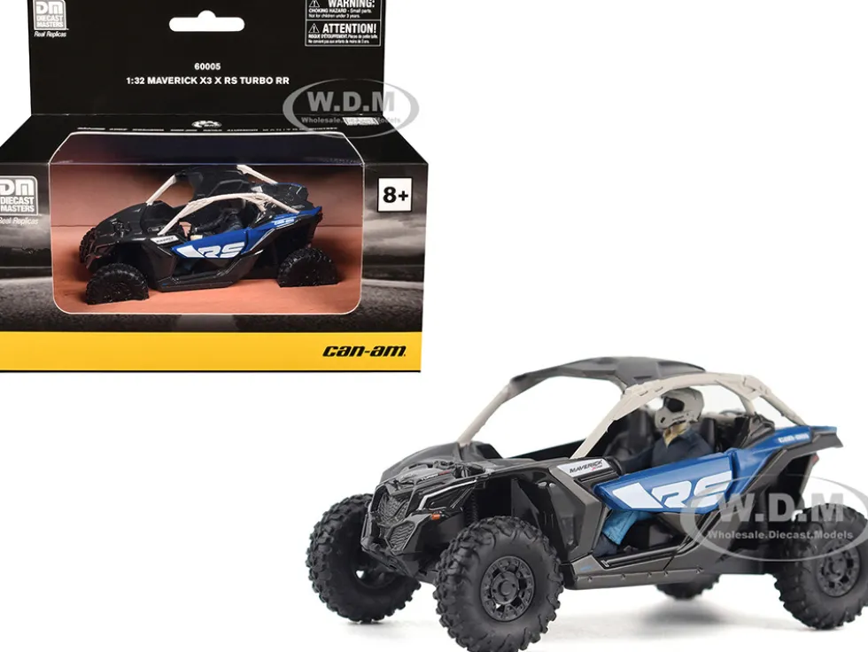 Can-Am Maverick X3 X RS Turbo RR Intense Blue and Chalk Gray with Driver Figure 1/32 Diecast Model by BRP Models
