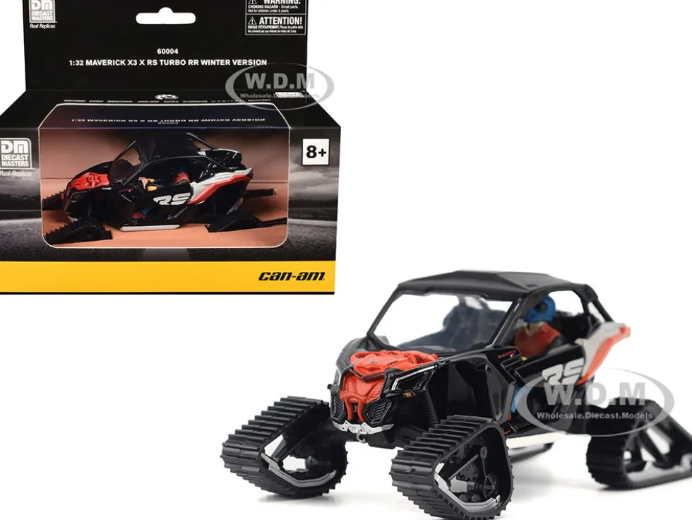 Can-Am Maverick X3 X RS Turbo RR Winter Version Chalk Gray and Magma Red with Driver Figure 1/32 Diecast Model by BRP Models