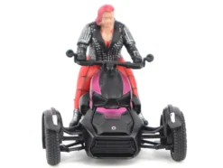 Can-Am Ryker 3-Wheel Motorcycle Pink Punk and Black with Driver Figure 1/32 Diecast Model by BRP Models
