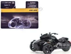 Can-Am Spyder F3 3-Wheel Motorcycle Steel Black Metallic 1/32 Diecast Model by BRP Models