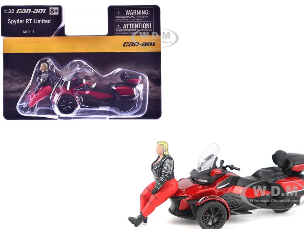 Can-Am Spyder RT Limited 3-Wheel Motorcycle Deep Marsala Red Metallic with Driver Figure 1/32 Diecast Model by BRP Models