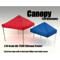 Canopy Accessory Set Blue Red 1 Chrome Frame 1/24 Scale Models American Diorama 77587