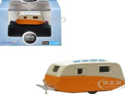 Caravan Trailer Cream and Orange 1/148 (N) Scale Diecast Model Car by Oxford Diecast