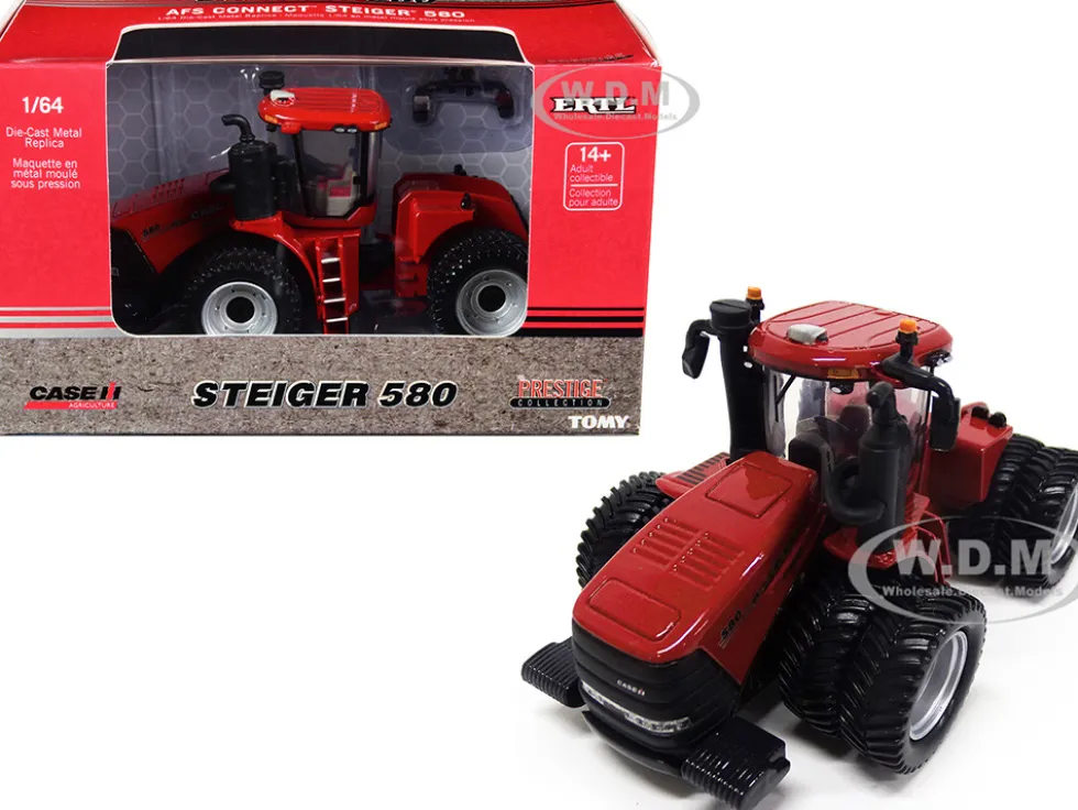 Case AFS Connect Steiger 580 Tractor Dual Wheels Red Case IH Agriculture Prestige Collection Series 1/64 Diecast Model ERTL TOMY 44235V