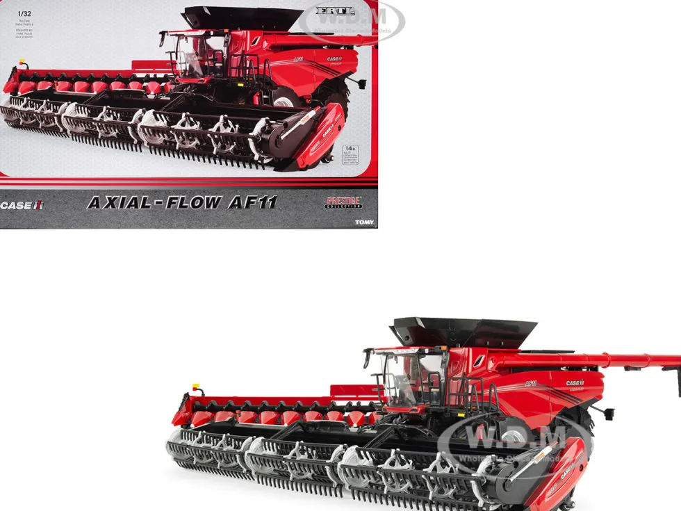 Case IH Axial-Flow AF11 Combine with 12-Row Corn Head and Draper Grain Head Red "Prestige Collection" Series 1/32 Diecast Model by ERTL TOMY